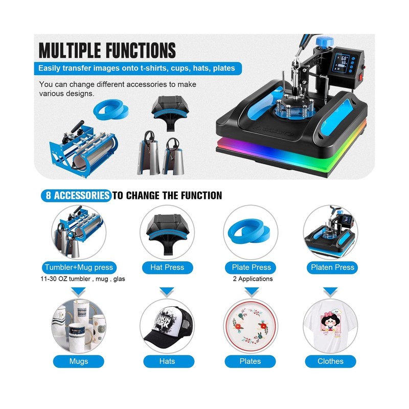 Pro Heat Press 15x15 Inch, 8 in 1 Heat Press Machine with 30 OZ Tumbler Press... gallery