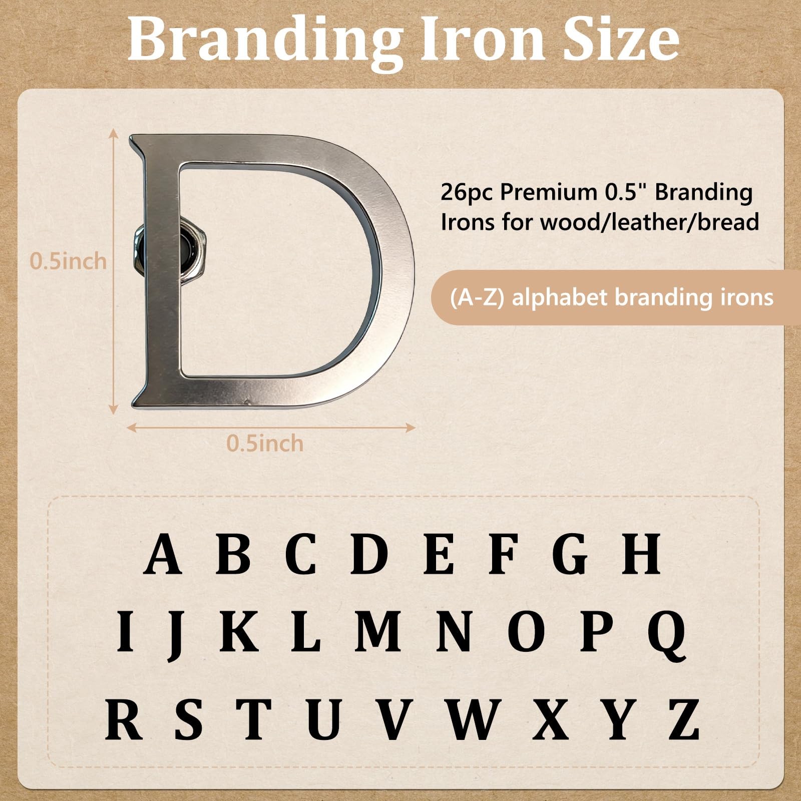 Vercxlyra 1/2" Branding Irons, 26-Piece Alphabet Custom Mini Branding Iron Se... gallery
