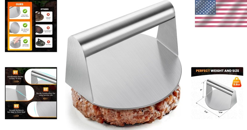 5.5” Stainless Steel Burger Press for Perfect Smashburgers at Home gallery