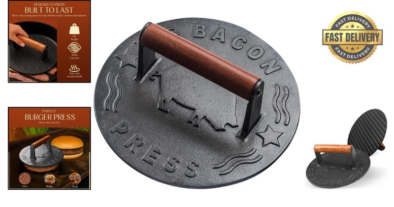 Indestructible Heavy-Duty Burger and Bacon Press - 7-Inch Round Grill Essential gallery
