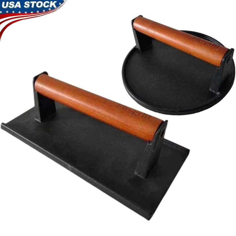 Heavy-Duty Cast Iron Bacon Press Food Grade Grill Tool Non-Stick Cookware New gallery