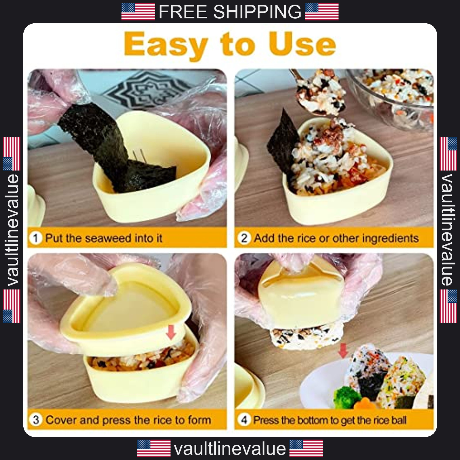 Onigiri mold 3 pack musubi press maker triangle rice ball bento lunch home DIY gallery