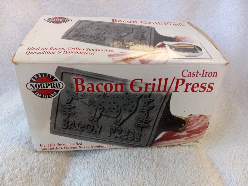 Norpro Cast Iron Pig Bacon Grill Press With Wooden Handle gallery