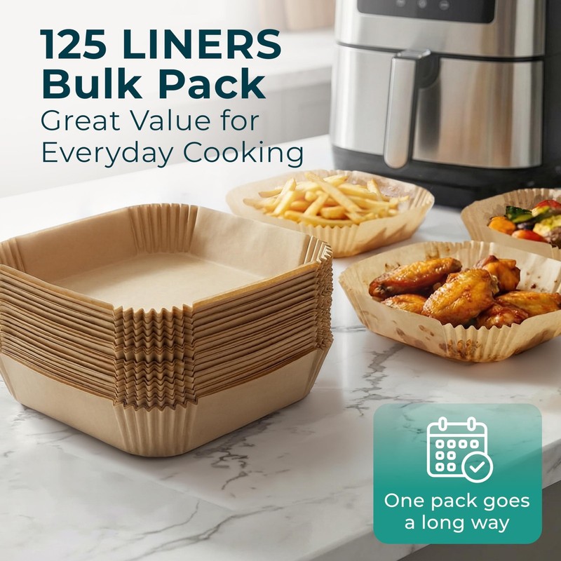 Cathy Yoder's AirFryer Paper Liners, 125 PCS 8-inch 8 Inch - Square, Brown gallery