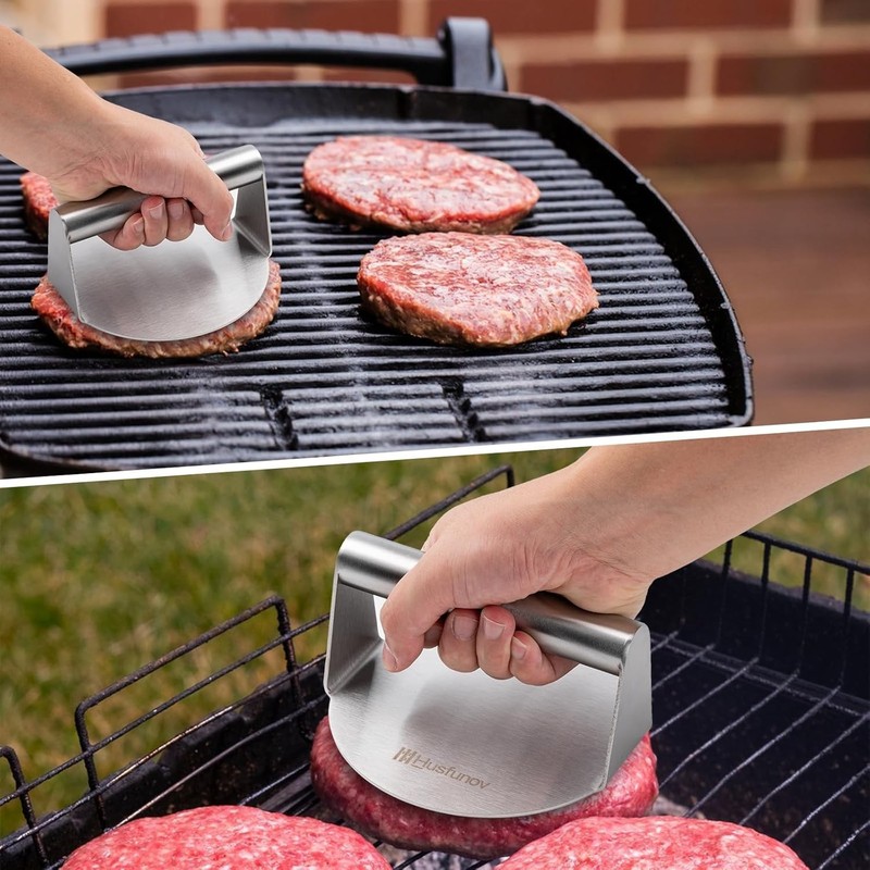 5.5-Inch Stainless Steel Non-Stick Burger Press, Ideal for Cooking Meats & Bacon gallery