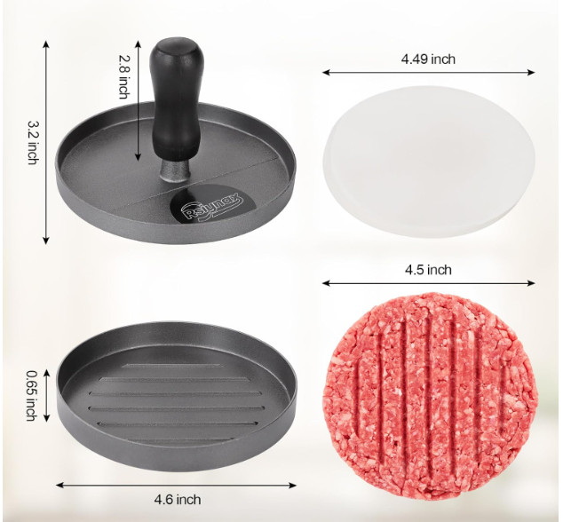 Molde para hamburguesas de aluminio antiadherente con 100 papeles para parrilla gallery