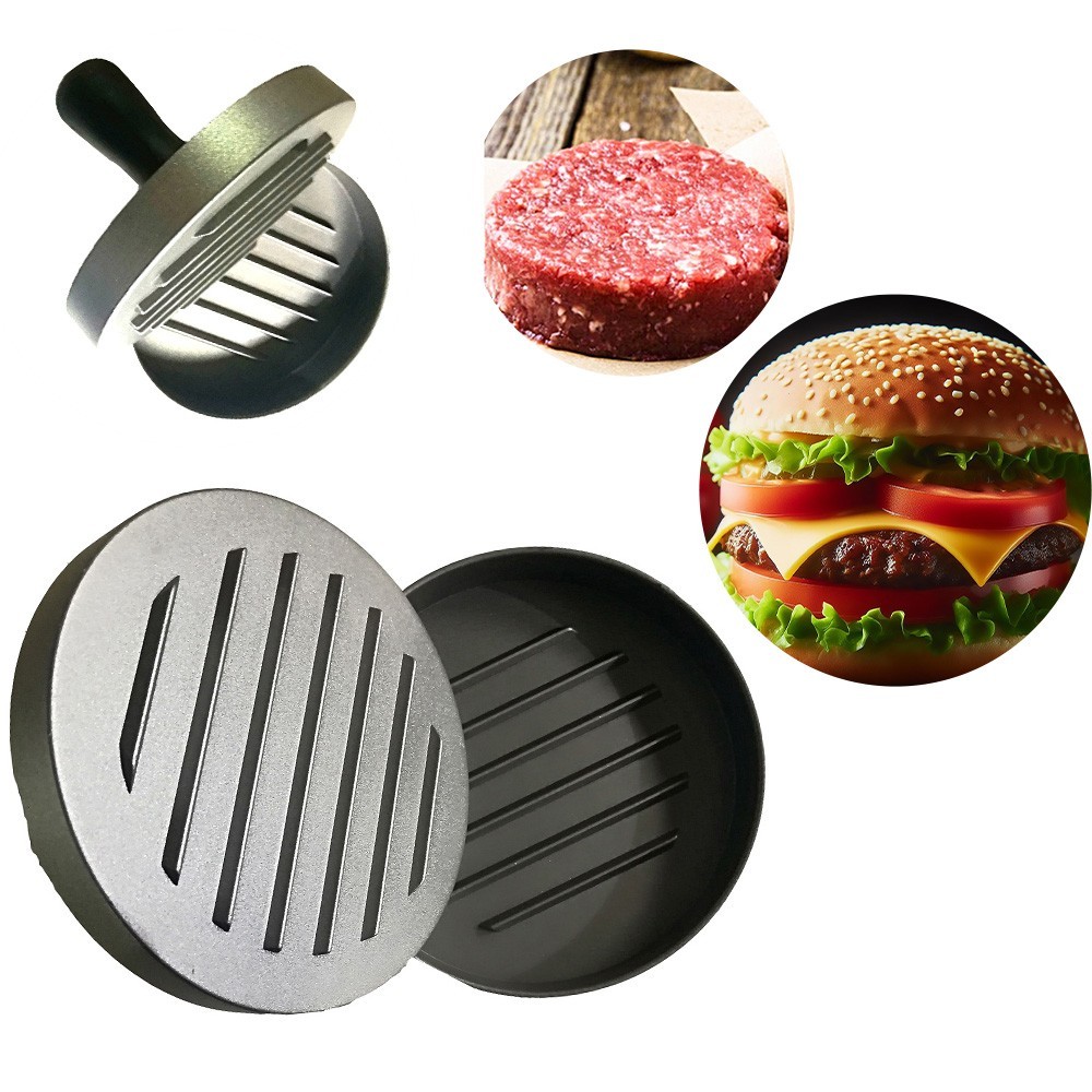 Aluminum Hamburger Press Stuffed Meat Grill Burger Patty Maker Tool Silver White gallery