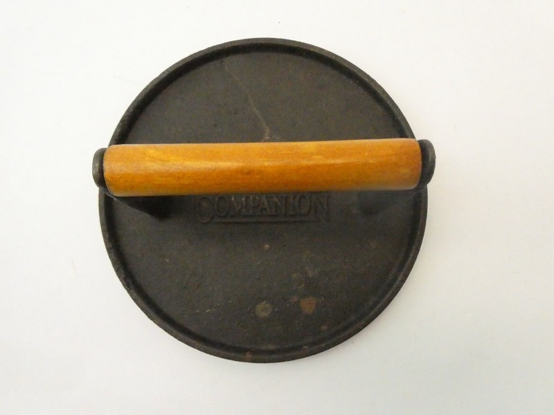 Charcoal Companion Cast Iron Metal Wood Handle Hamburger Burger Press gallery