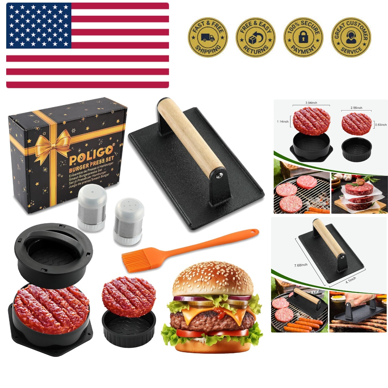 Versatile Smash Burger Maker - High-Quality 5PC Kit for Delicious Home Burgers gallery