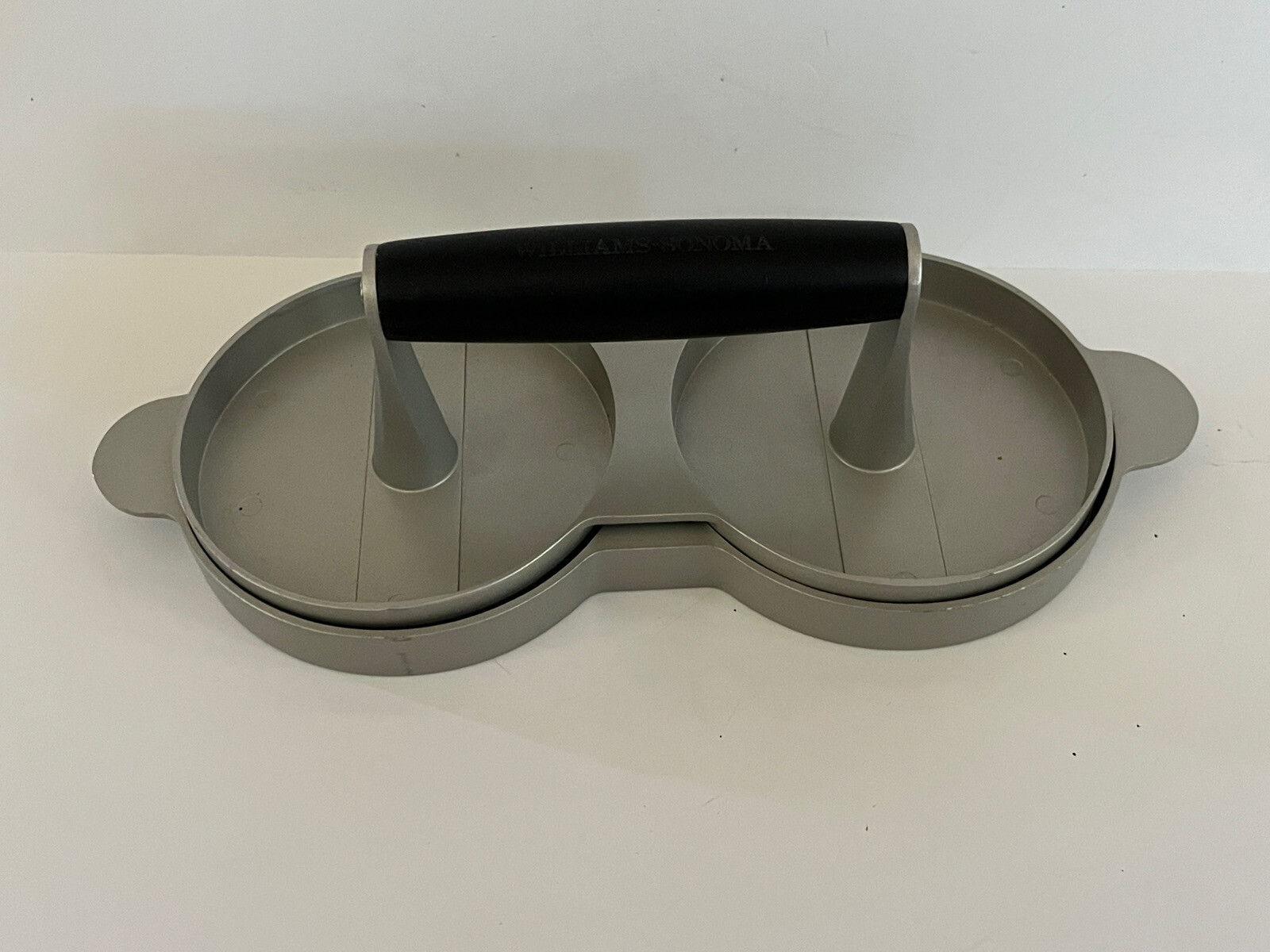 Williams Sonoma Double Burger Press Grill Marks Handle Silver Aluminum gallery