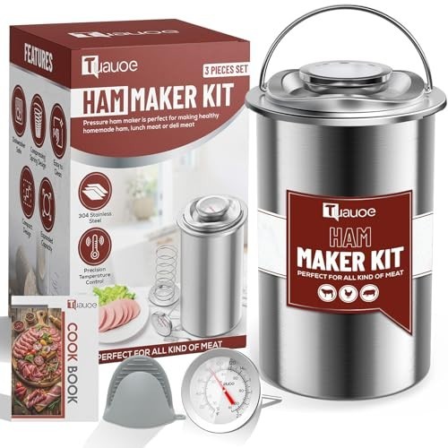 Stainless Steel Meat Press Mold with Thermometer & Silicone Mitts - Deli & Poult gallery