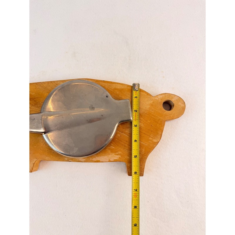 Vintage Pig Shaped Wooden Hamburger Patty Press Manual Metal Burger Maker Retro gallery