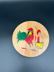 Vintage Rooster and Axe Hamburger Press Wood Hinged MCM Folk Art Kitchen Decor
