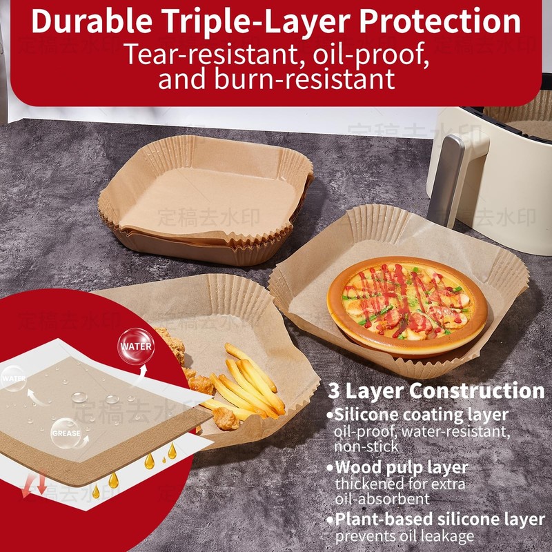 40GSM Air Fryer Paper Liners, 125Pcs 8 inch Disposable Parchment 8" Square gallery