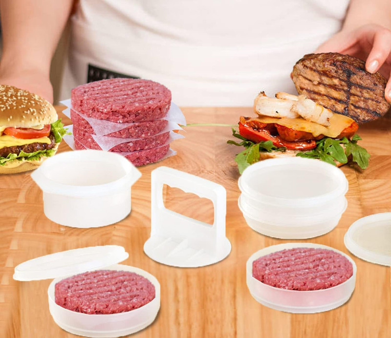 Hamburger Press Patty Maker Freezer Containers - All in One Convenient Package - gallery
