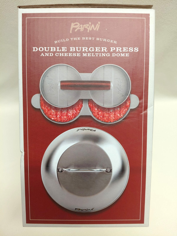 Double Burger Press & 8.75" Cheese Melting Dome by Parini Stainless Steel NEW gallery