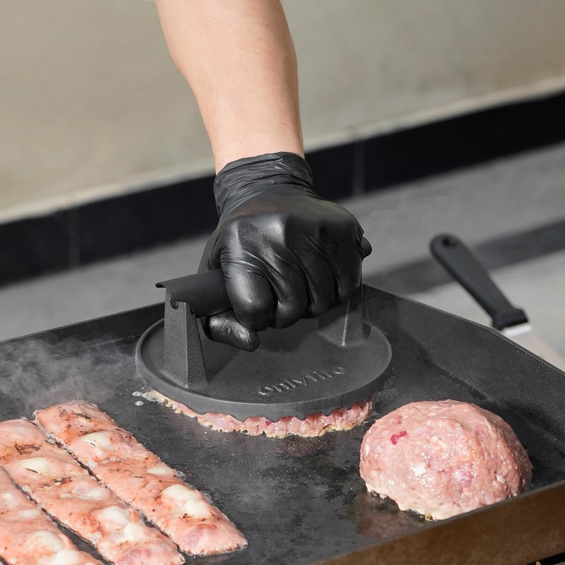 Cast Iron Grill Press Heavy-Duty Smash Burger Meat Steak with Handle for Griddle gallery