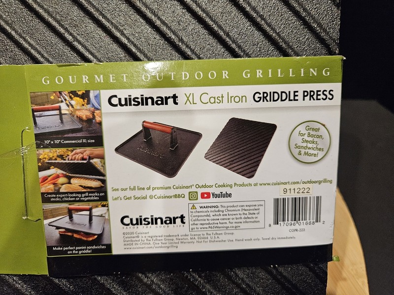Cuisinart Commercial XL Cast Iron Griddle Press Black 10 x 10 911222 CGPR-223 gallery