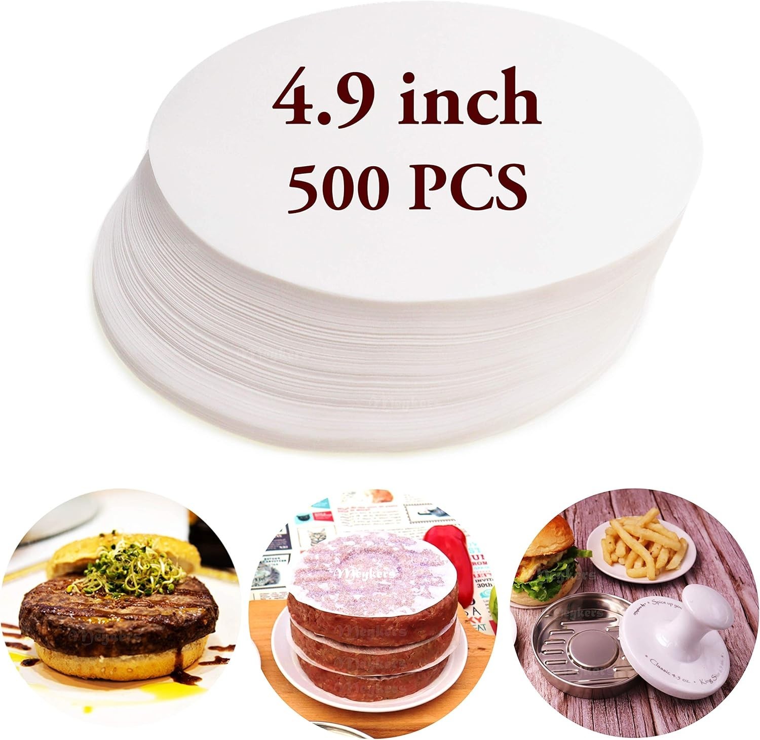 Wax Patty Paper Sheets for 5 Inches Burger Press - 500 Pcs 500 Pack Round gallery