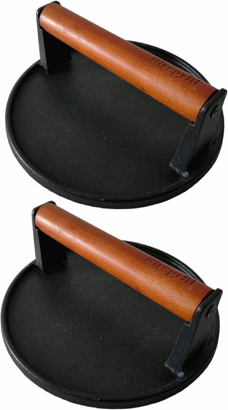 Firsgrill 2-Pack Heavy-Duty Cast Iron Burger Press with Wood Handle gallery