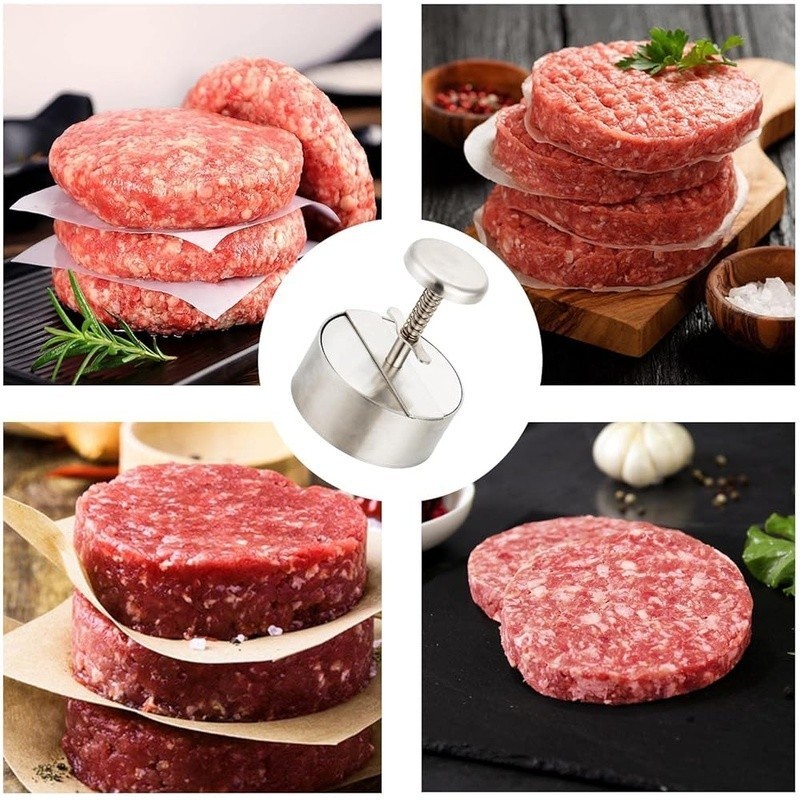 Stainless Steel Burger Patty Press Adjustable Easy Clean Non-Stick Tool New gallery