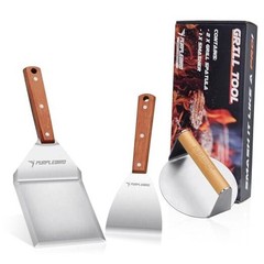 3PCS Set, Stainless Griddle Spatulas Set with Smash Burger Press kit