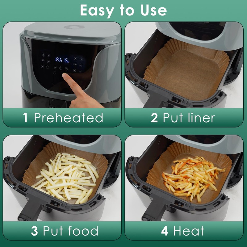Small Air Fryer Liners Disposable, 2 QT Parchment 4.7 inch Square, Natural gallery