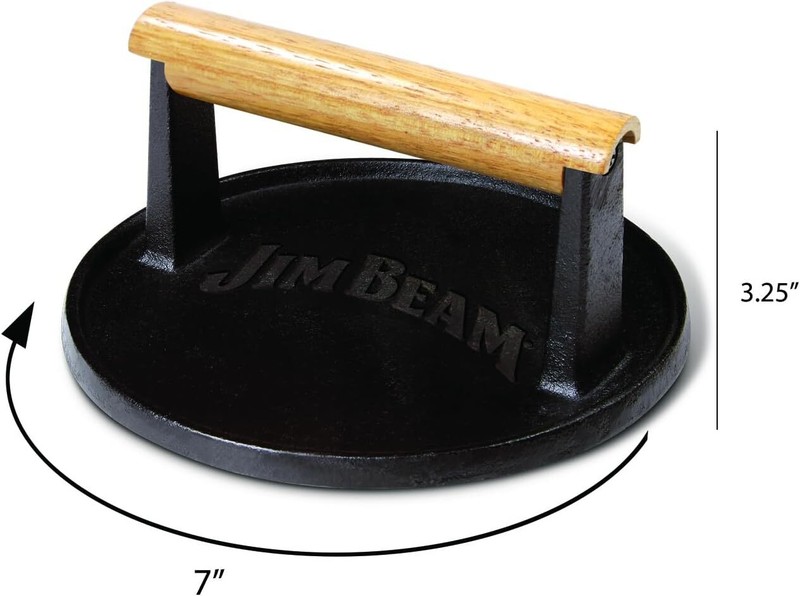 Jim Beam JB0158 Black Cast Iron Burger Press - 7'' gallery