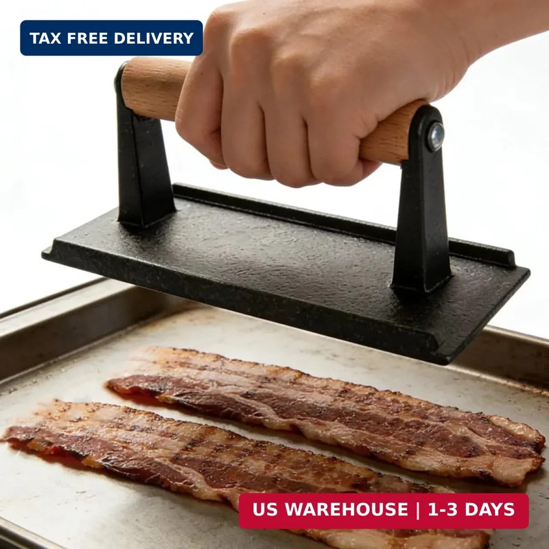 KitchenTools Heavy Duty 8"Cast Iron bacon Grill Press Smash Burgers Press Burger gallery