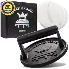 Premium Cast Iron Smash Burger Press incl. 25 pcs of Patty Paper, Burger Smasher