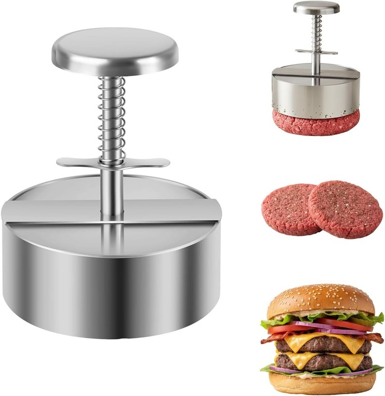2 Pack Stainless Steel Burger Press 4.5" Patty Maker Easy Release BBQ Tool gallery
