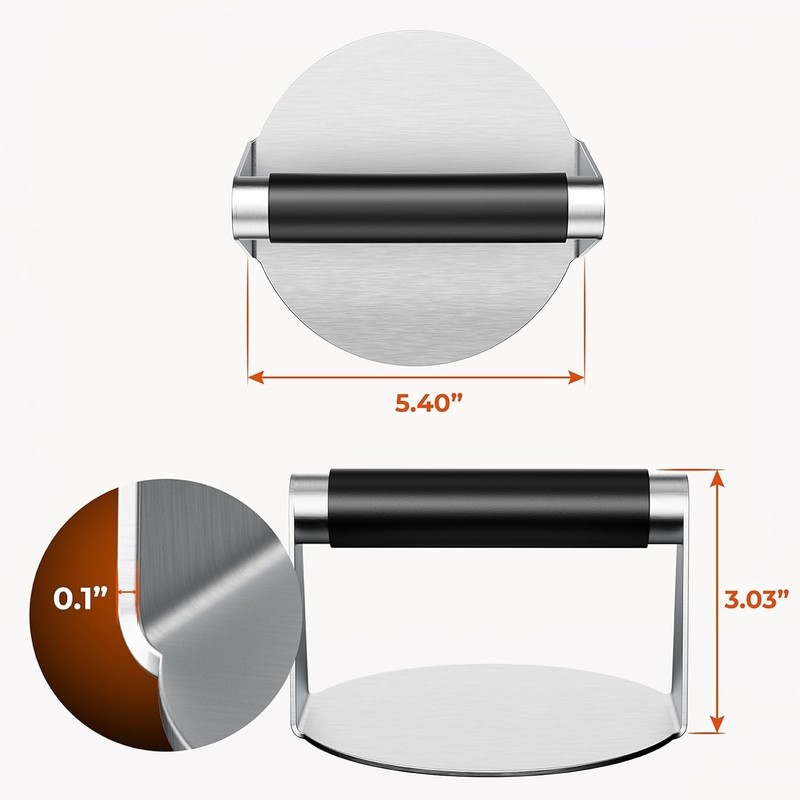 5.5" Non-Stick Grill Press for Smashburgers, Bacon, and Sausage - Easy to Clean! gallery