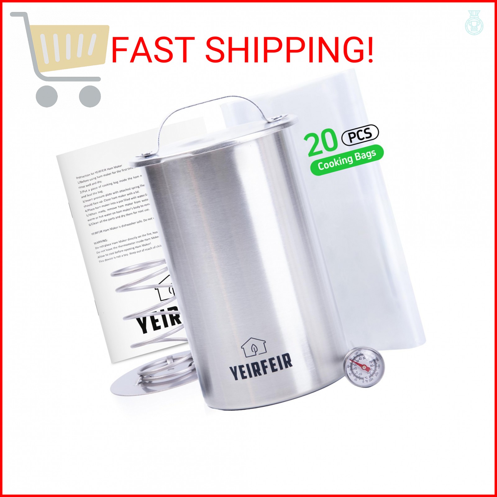 YEIRFEIR Deli Meat Press and Ham Maker - 304 Stainless Steel Lunch Meat Press wi gallery