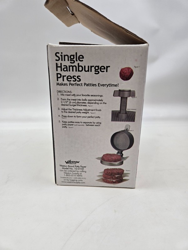 Weston Single Hamburger Press Adjustable Thickness Heavy Duty Non Stk Aluminum gallery