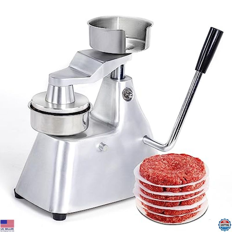 Heavy Duty Stainless Steel Burger Press 4" Patty Maker + 1000 Patty Papers gallery