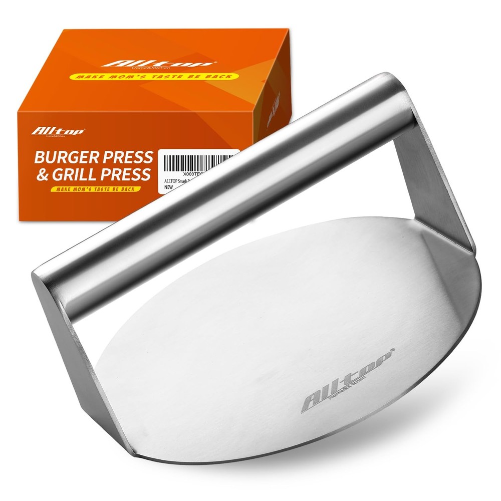 ALLTOP Smash Burger Press -Grill Essential,Stainless Steel 5.5 Inch, Silver