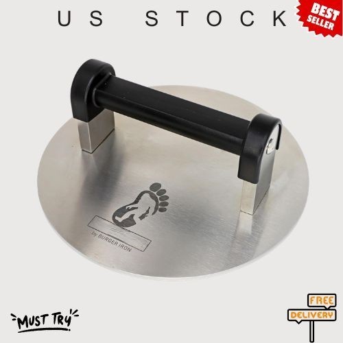 NEW Burger Press 8 Inch 3 Pound Stainless Steel Round Griddle Grill Tool gallery