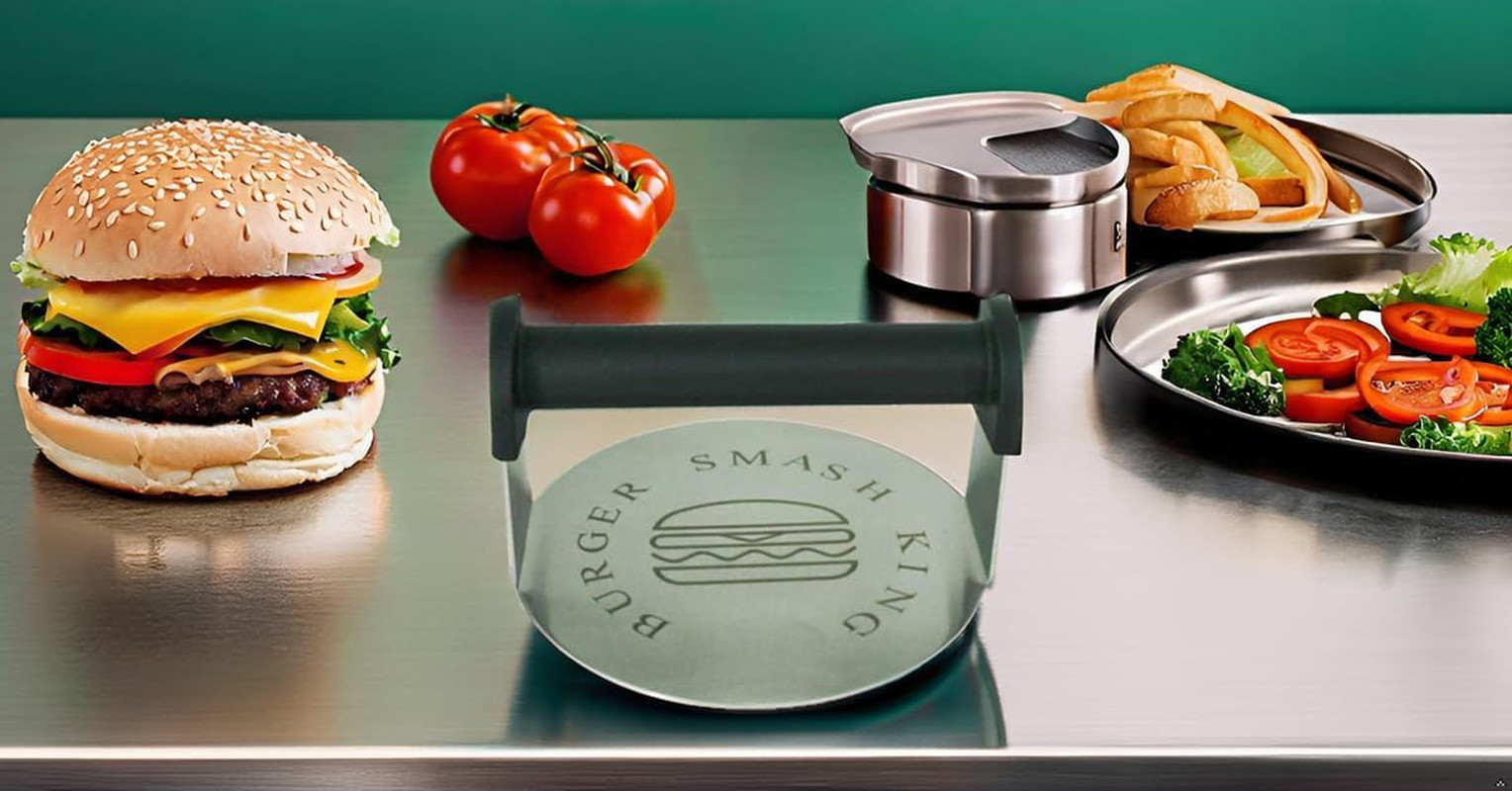 Stainless Steel Burger Smash Press,Hamburger Press for Griddle, Bacon Press, Gri gallery