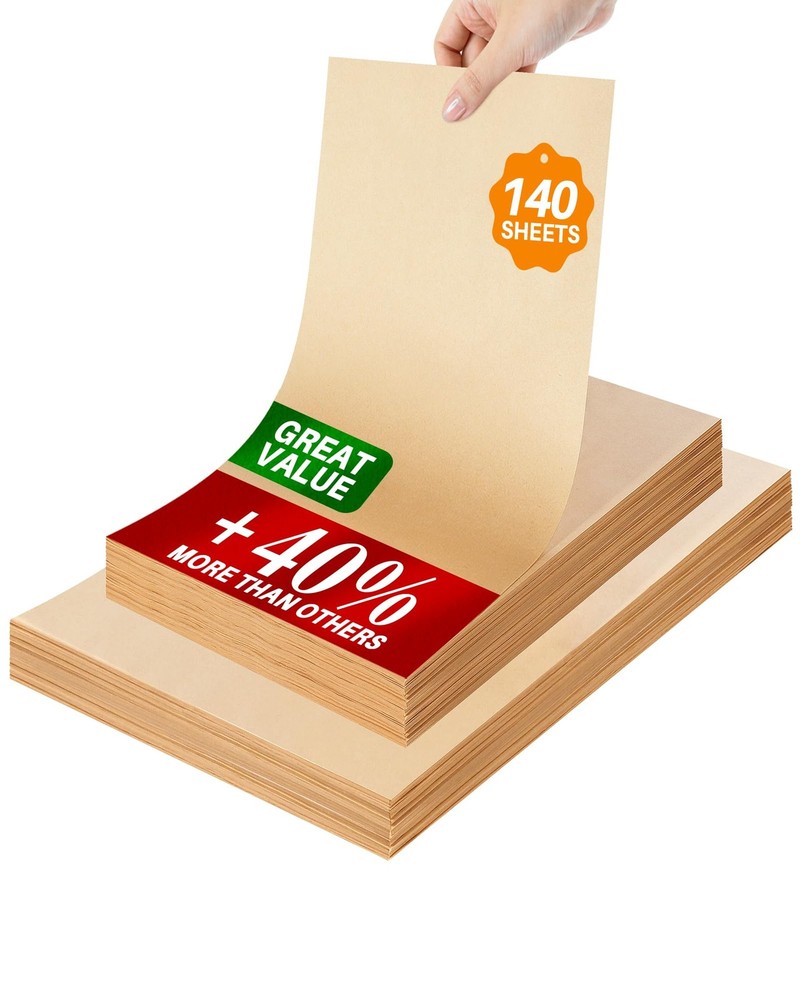 140 Parchment Paper Sheets 9x13 9" x 13" - 140 Pack, Natural Unbleached Brown
