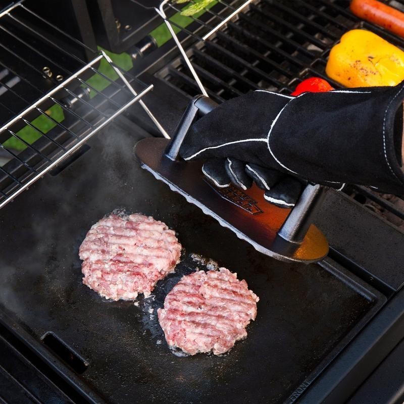 Pre-Seasoned Cast Iron Griddle Press 2lb Heat Resistant Handle Cooking Tool New gallery