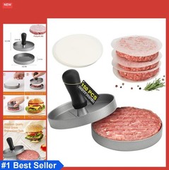 Burger Press Hamburger Patty Maker with 150 Wax Paper Non-Stick Aluminum for