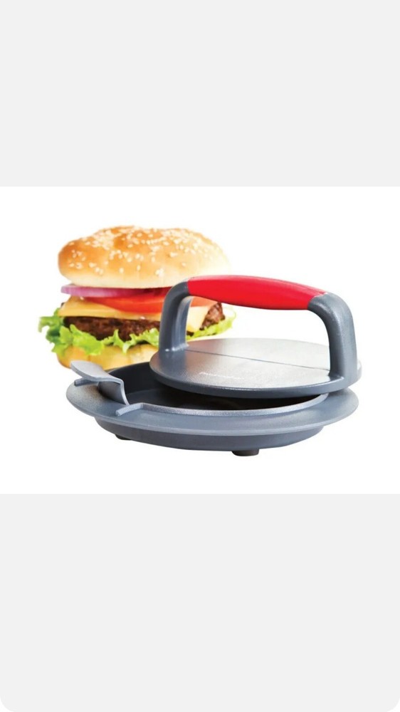 Progressive HPM-10 Gray and Red Plastic Dishwasher Safe Burger Press (3pcs)