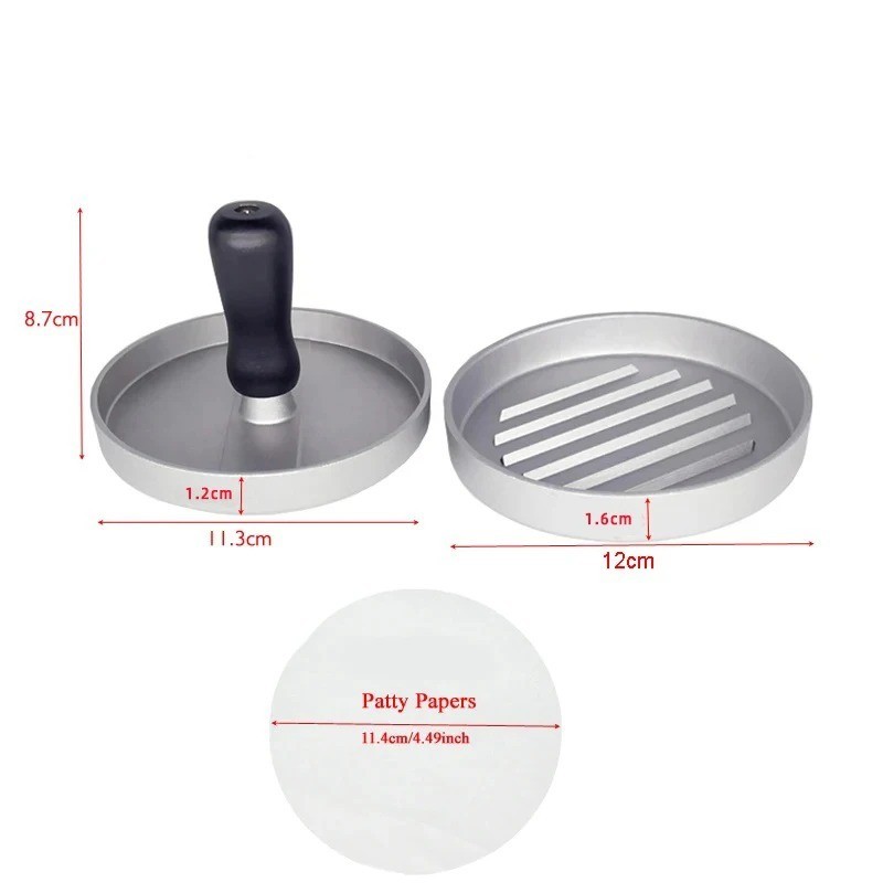 Burger Press Patty Maker Non-Stick Hamburger Mold with 100 Patty Papers DIY Kitc gallery
