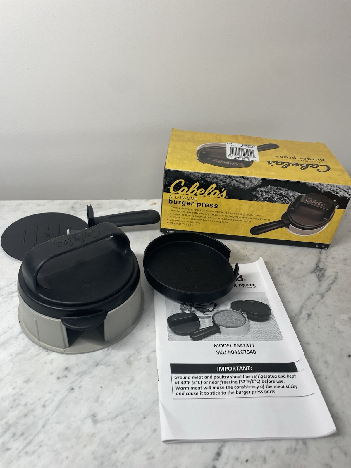Cabela’s All-In-One Burger Press Cast Aluminum Patty Maker w/ Box gallery