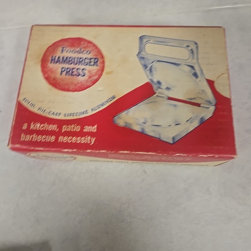 FoodCo Hamburger Press Die Cast Metal Vintage In Box Kitchen Quip gallery