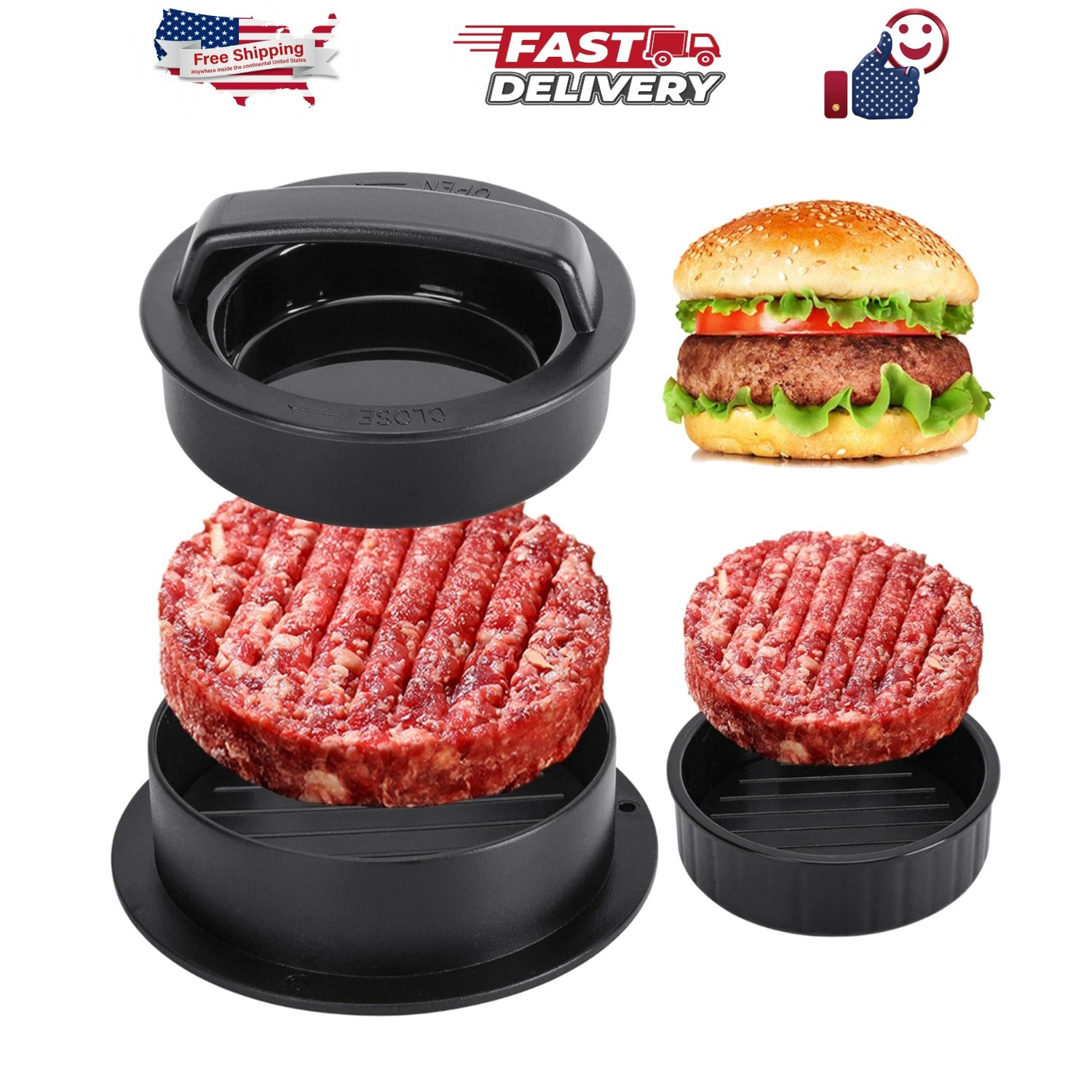 Burger Press Hamburger Patty Maker Slider Press Stuffed Burger Patty Press Re... gallery