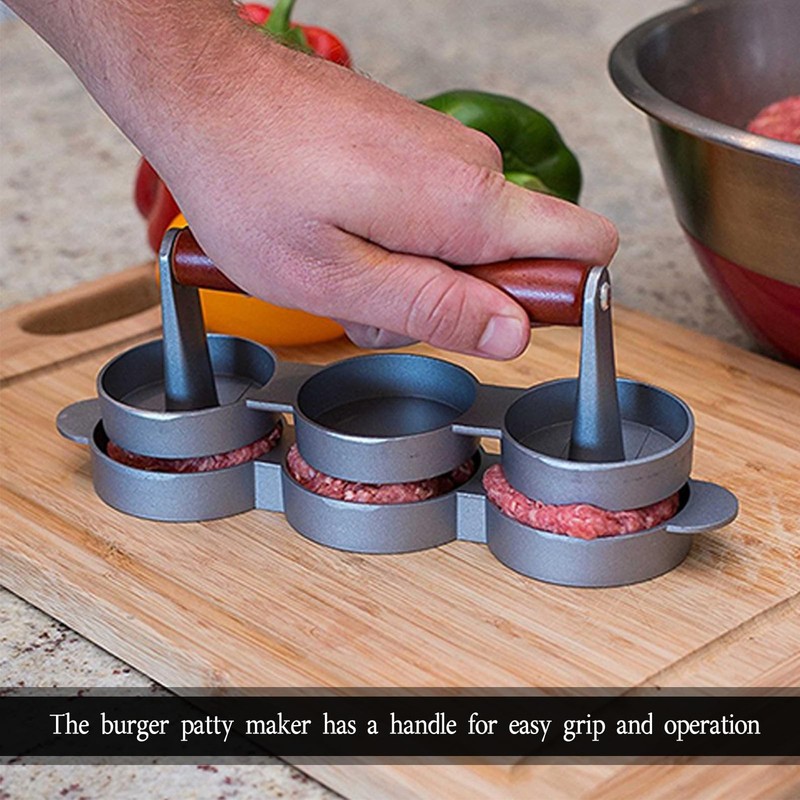 Sausage Patty Press Mini Burger Maker Three 2.64 Inch Molds BBQ Camping gallery