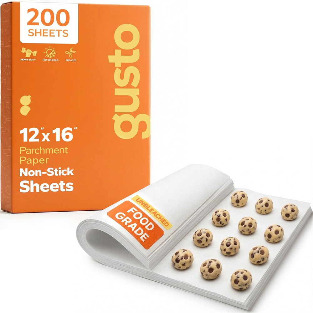 GUSTO [12 x 16 Inch - 200 Count] Pre-Cut Parchment 12 x 16 in (Sheet), White