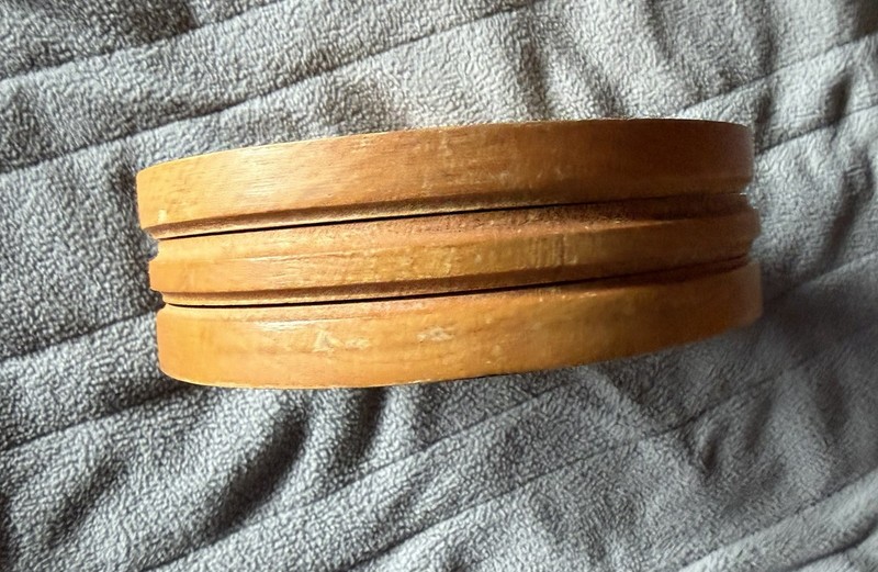 Vintage Wooden double Hamburger Press with Colorful Singing Rooster Design gallery