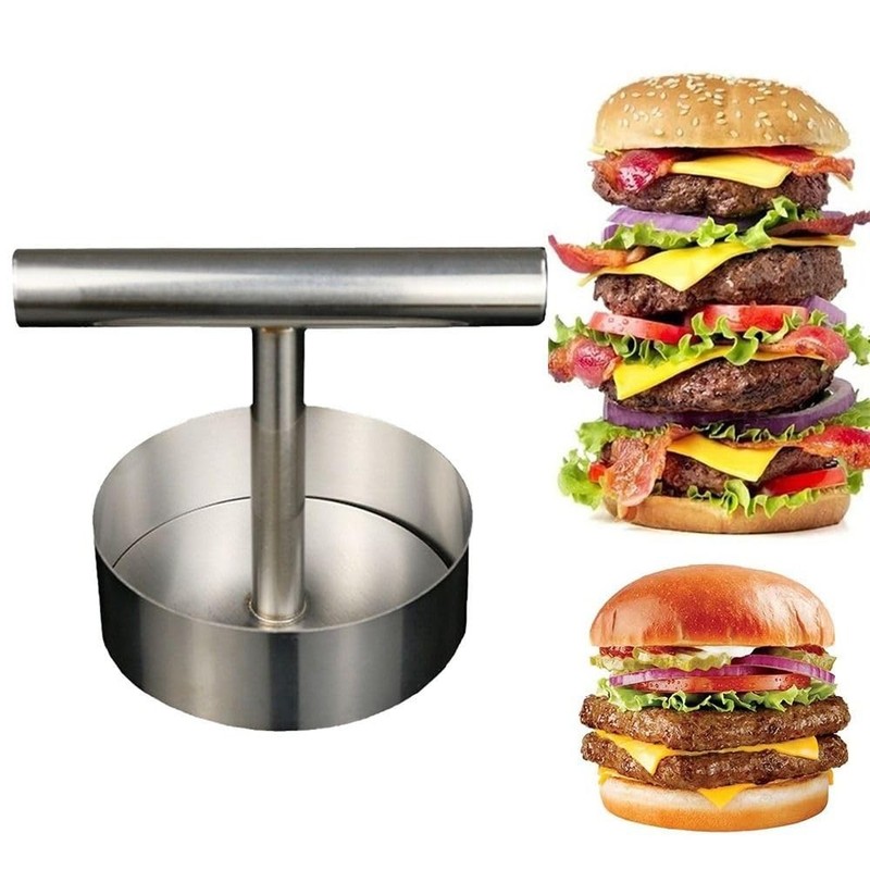 Stainless Steel Hamburger Burger Press Patty Maker Manual Meat Pie Mould BBQ gallery